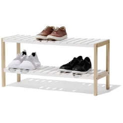 Gifi Rangement|Range chaussures en pin couleur bois et blanc