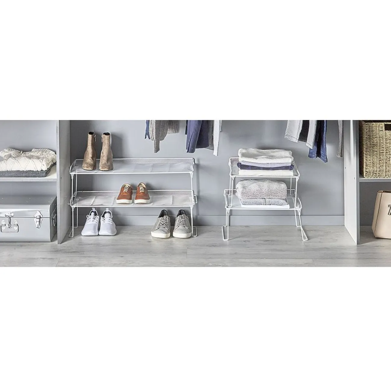 Gifi Rangement|Range chaussures étagère blanche superposable 8 paires L68xl28xH22cm