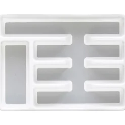 Gifi Range couvert blanc fond silicone gris 5 compartiments