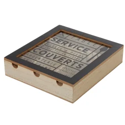 Gifi Range couvert mdf naturel couvercle transparent imprimé noir