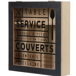 Gifi Range couvert mdf naturel couvercle transparent imprimé noir