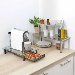Gifi Range dosette plateau en verre tiroir inox noir