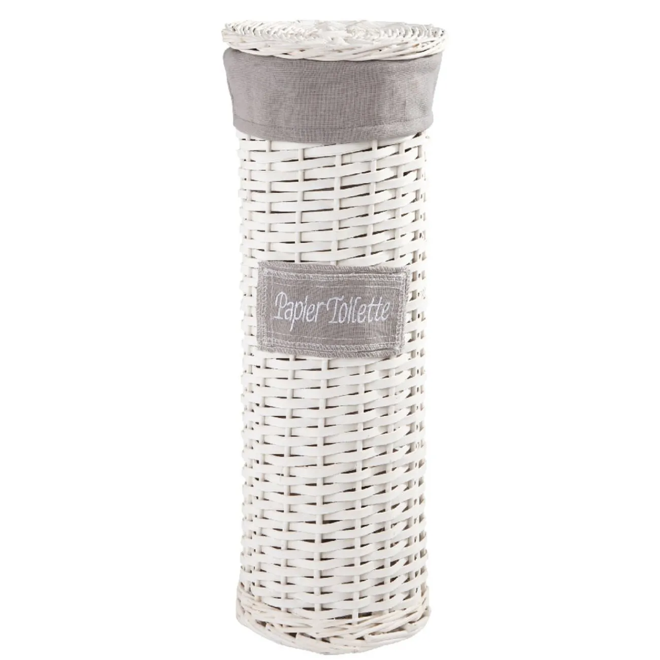 Gifi Rangement|Range papier toilettes osier blanc et beige