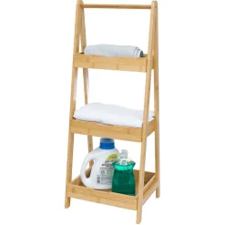 Gifi Aménagement Salle De Bain^Rangement 3 niveaux en bambou naturel 30xH78x25cm
