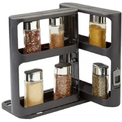 Gifi Rangement à épices coulissant 2 niveaux noir