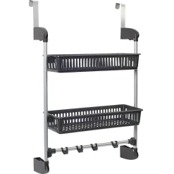 Gifi Rangement|Rangement de porte 2 niveaux à suspendre gris et noir