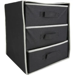 Gifi Rangement|Rangement dressing 3 panières noir et gris