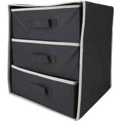 Gifi Rangement|Rangement dressing 3 panières noir et gris
