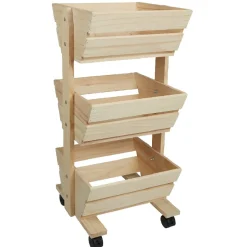 Gifi Resserre légume en bois 3 niveaux à roulettes