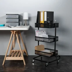 Gifi Rangement|Resserre légumes cuisine noir 4 roulettes