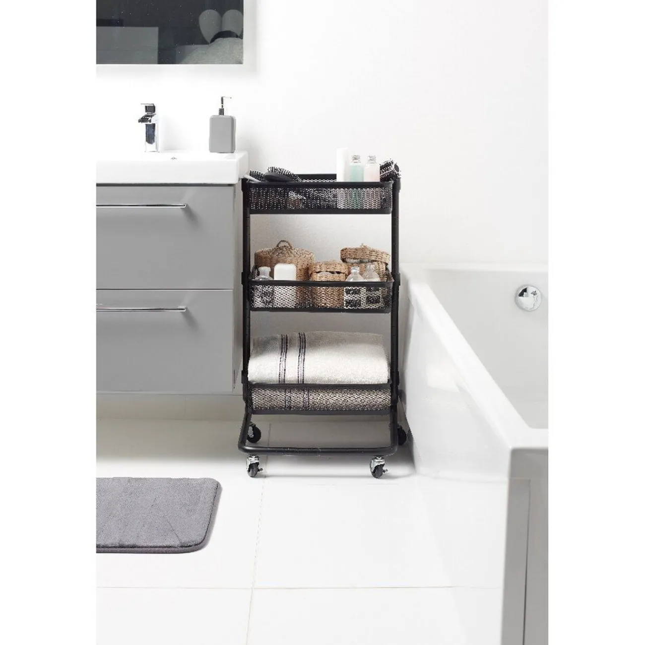 Gifi Rangement|Resserre légumes cuisine noir 4 roulettes