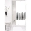 Gifi Equipement Douche^Rideau de douche blanc motifs triangles sans anneaux