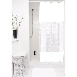 Gifi Aménagement Salle De Bain^Rideau de douche blanc motifs fleurs sans anneaux