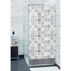 Gifi Equipement Douche^Rideau de douche blanc motif carreaux de ciment