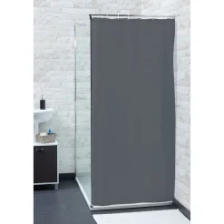 Gifi Equipement Douche^Rideau de douche gris clair sans anneaux