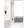 Gifi Equipement Douche^Rideau de douche gris et blanc sans anneaux