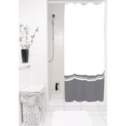 Gifi Equipement Douche^Rideau de douche gris et blanc