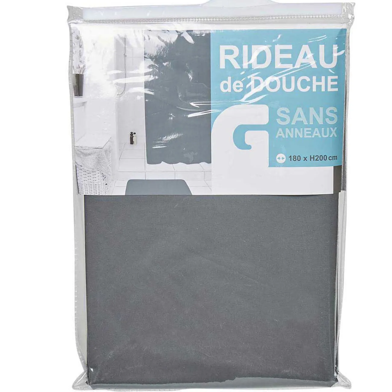 Gifi Equipement Douche^Rideau de douche gris foncé sans anneaux