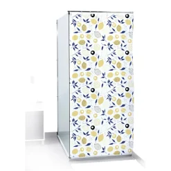 Gifi Equipement Douche^Rideau de douche motif citron jaune et bleu Sunflow 180xH200cm