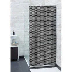 Gifi Equipement Douche^Rideau de douche motif ethnique noir et blanc