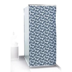 Gifi Equipement Douche^Rideau de douche motif feuillage blanc bleu 180x200cm 100% polyester