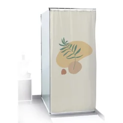 Gifi Equipement Douche^Rideau de douche motif feuille beige et vert 180x200cm 100% polyester