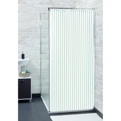 Gifi Equipement Douche^Rideau de douche rayure blanc et vert