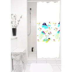 Gifi Equipement Douche^Rideau de douche sans anneaux blanc design humour