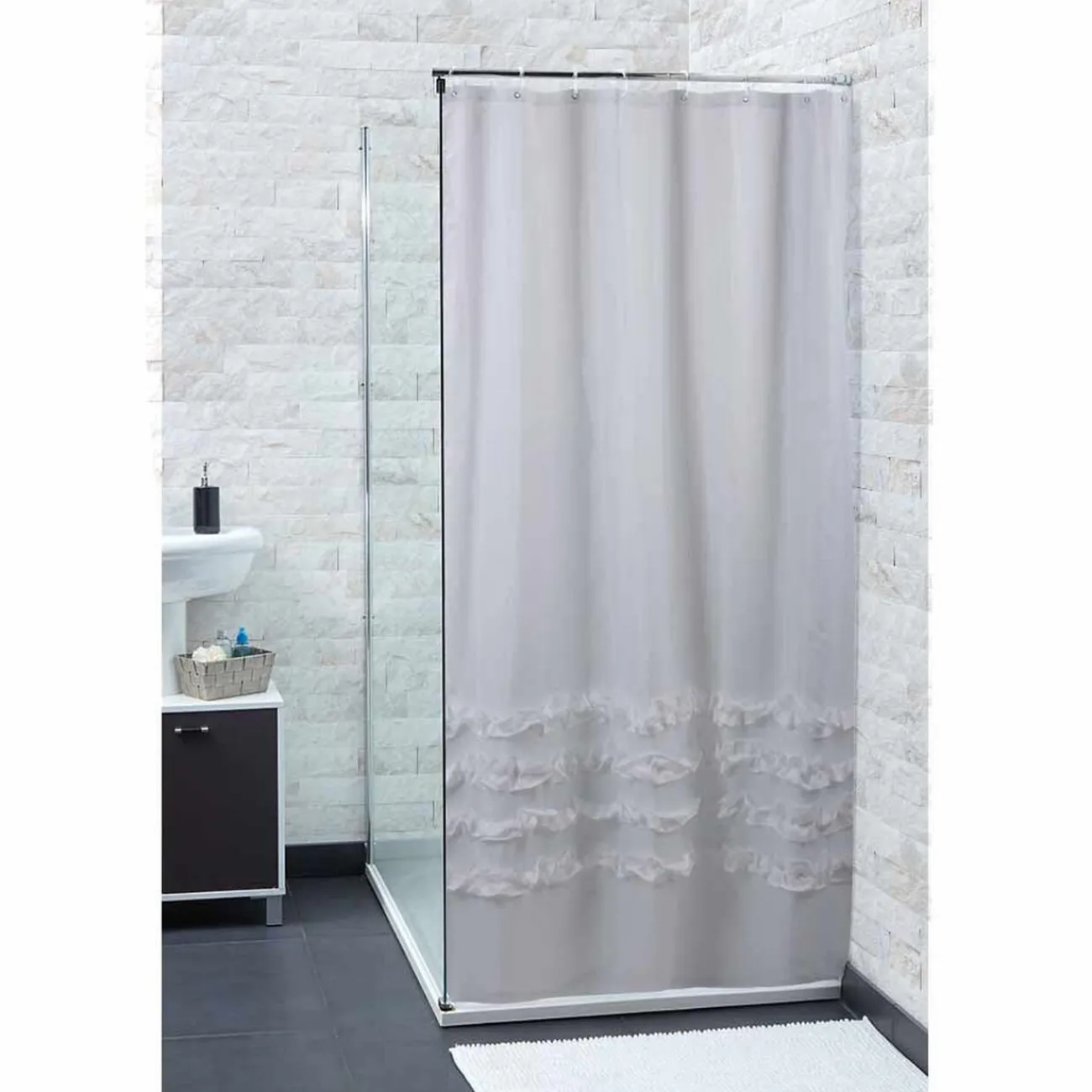 Gifi Equipement Douche^Rideau de douche transparent blanc