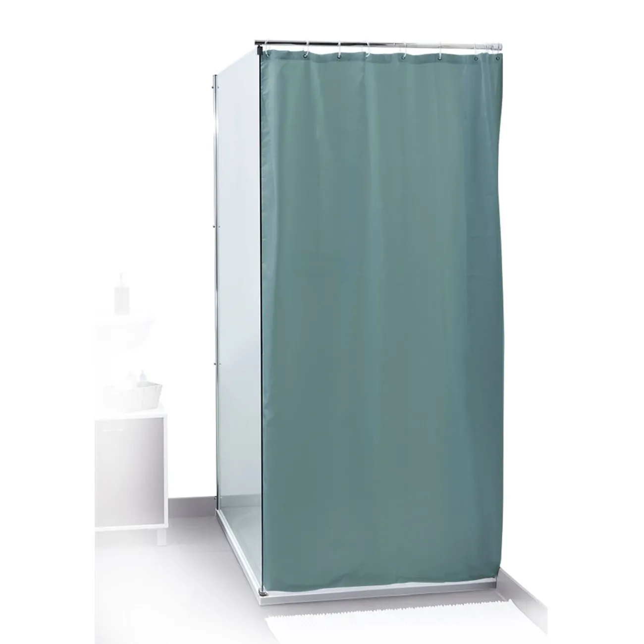 Gifi Equipement Douche^Rideau de douche uni vert 180x200cm 100% polyester