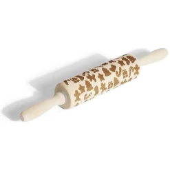 Gifi Rouleau à pâtisserie en bois gravé décor Noël Ø5x35cm