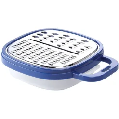 Gifi Râpe avec récipient en inox et plastique bleu