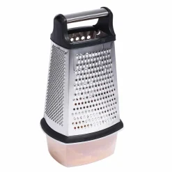 Gifi Râpe inox 4 faces avec récipient noir gris