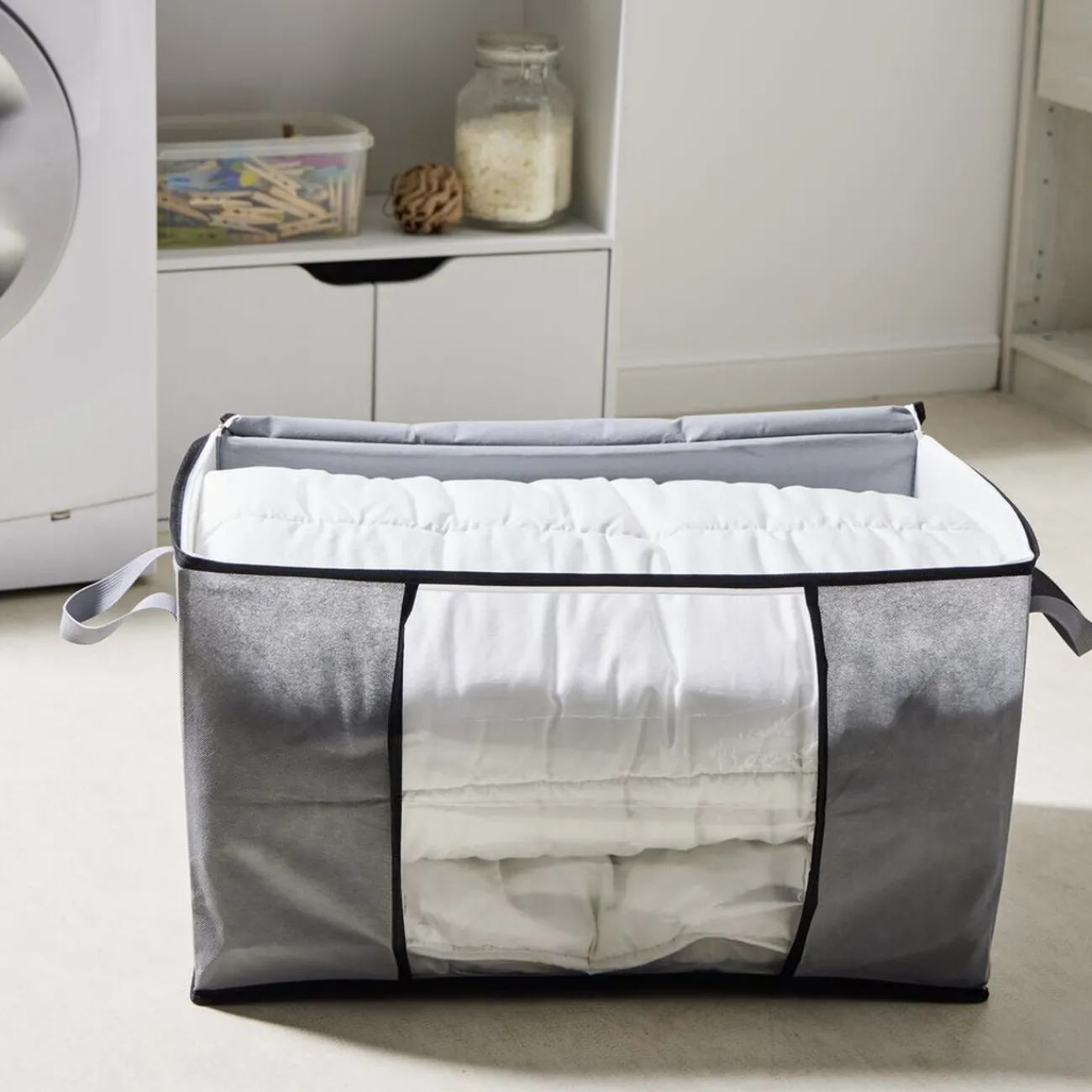 Gifi Entretien Du Linge|Sac de rangement avec poignées et fermeture à glissière 59x40x35cm