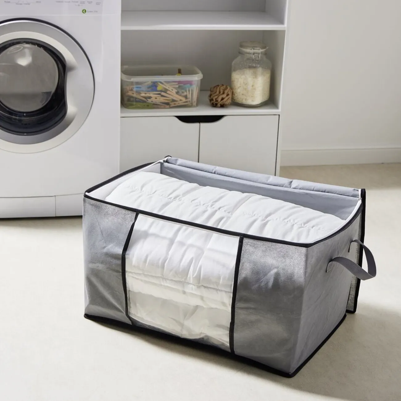 Gifi Entretien Du Linge|Sac de rangement avec poignées et fermeture à glissière 59x40x35cm