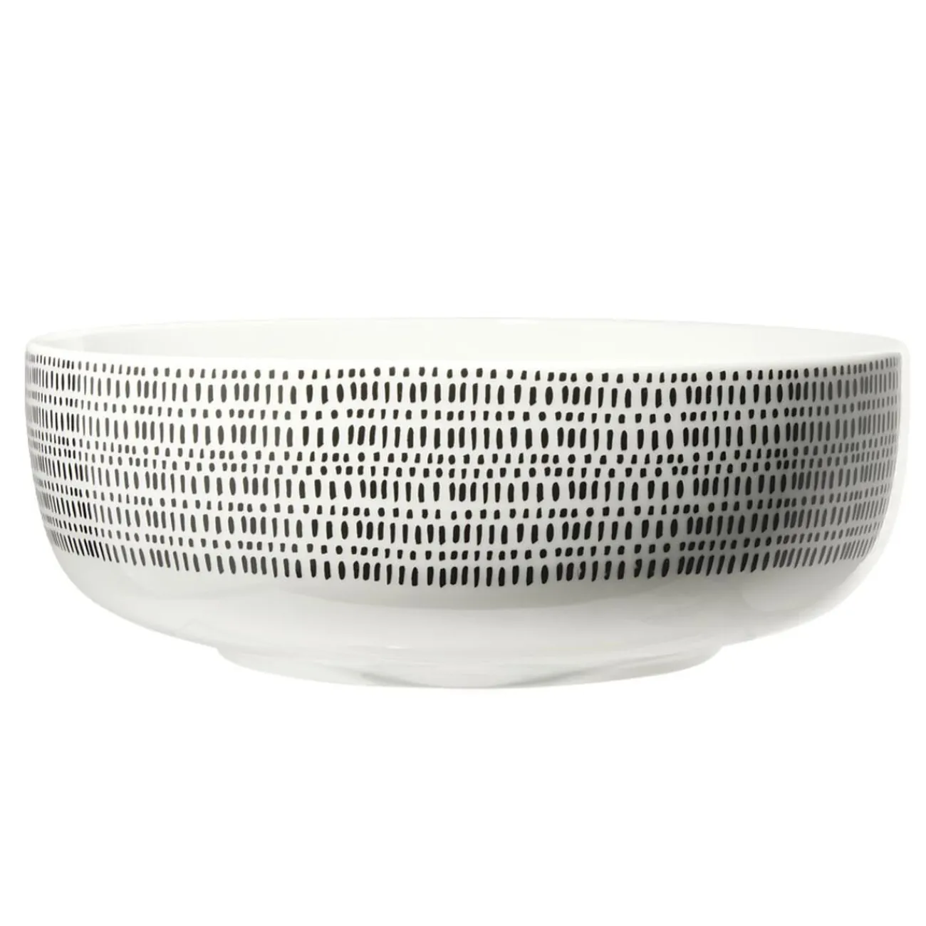 Gifi Saladier bas en porcelaine intérieur uni, extérieur décoré Ø23xH8cm