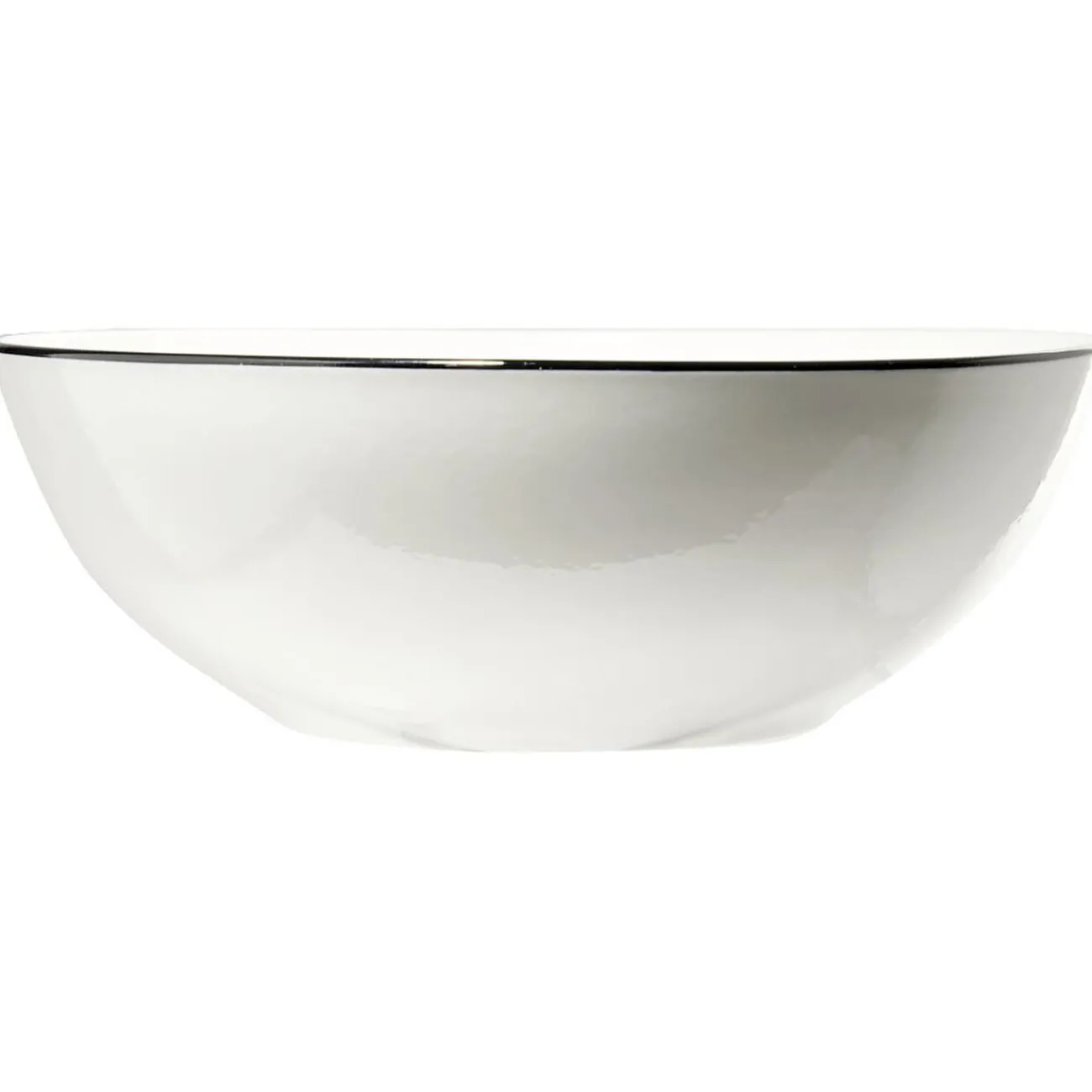 Gifi Saladier bas en porcelaine blanc bord noir type bistrot Ø22,5xH8,8cm