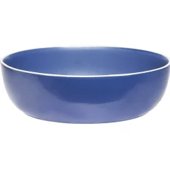 Gifi Saladier en faïence bleu avec liseré blanc