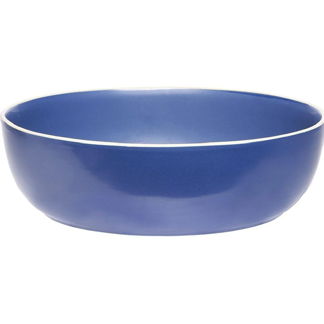 Gifi Saladier en faïence bleu avec liseré blanc
