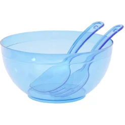 Gifi Saladier en plastique coloré avec couverts de service