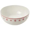 Gifi Saladier en porcelaine blanche motif Noël flocons rouges