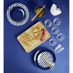 Gifi Saladier en porcelaine décor bleu