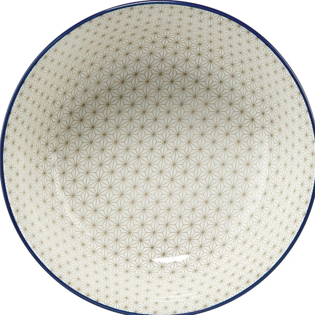 Gifi Saladier en porcelaine décor blanc et bleu