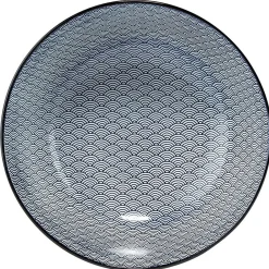 Gifi Saladier en porcelaine décor blanc et bleu