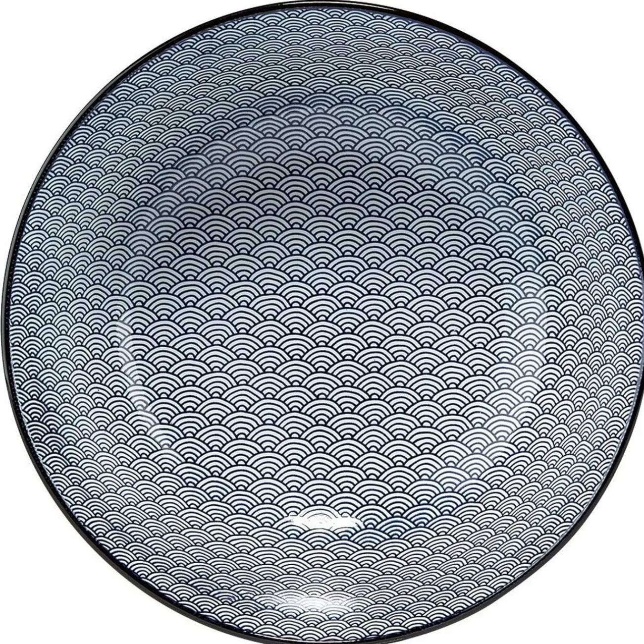 Gifi Saladier en porcelaine décor blanc et bleu