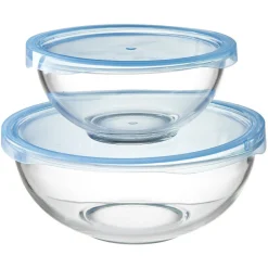 Gifi Saladier en verre avec couvercle x 2