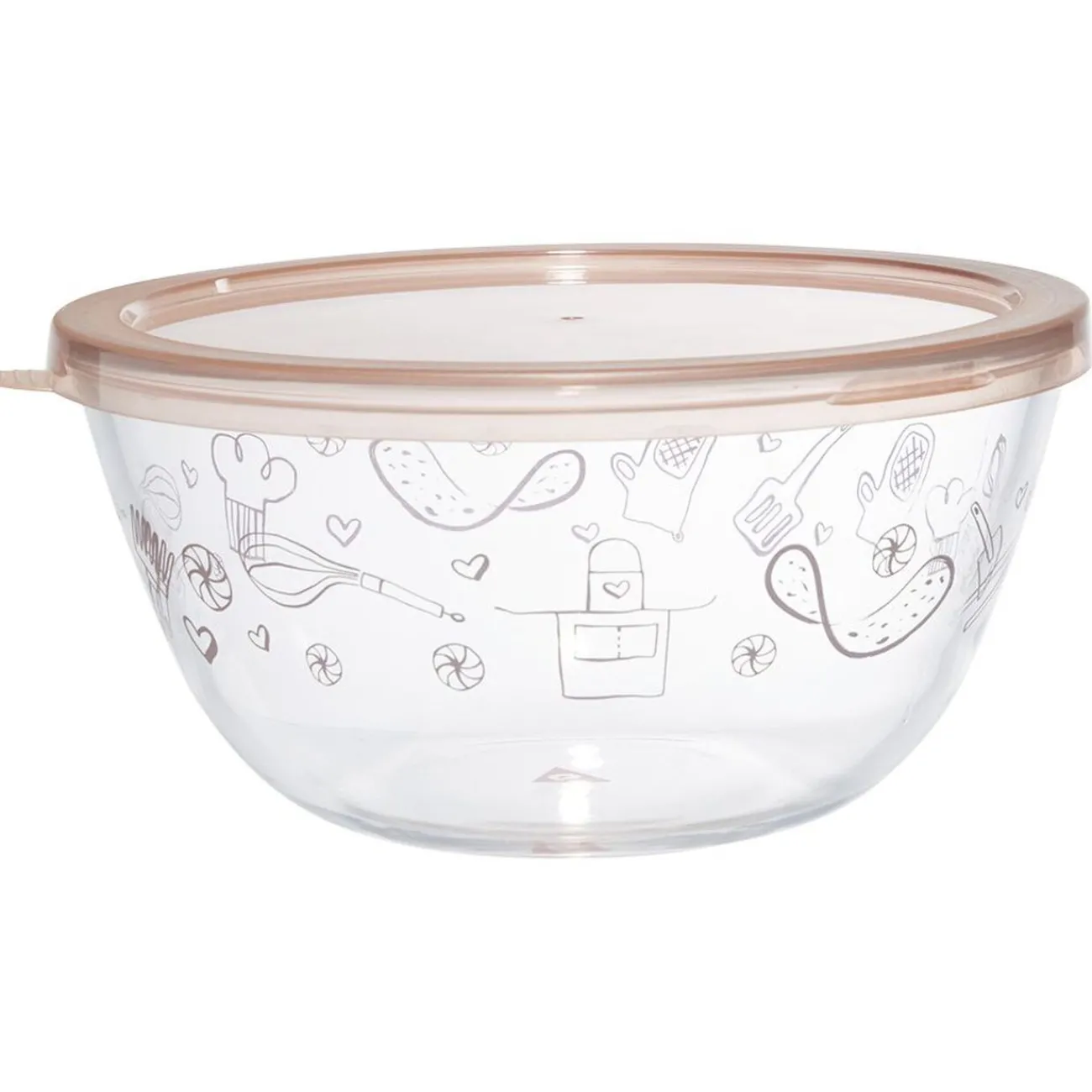 Gifi Saladier en verre avec couvercle Ø22xH10,5 cm 2 L