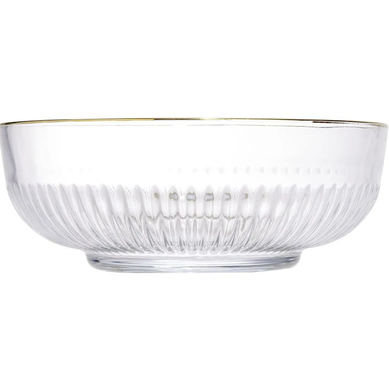 Gifi Saladier en verre strié bord liseré doré Ø15XH6,5cm