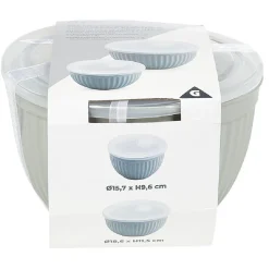 Gifi Saladier faïence x 2 avec couvercle plastique