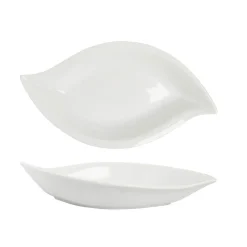 Gifi Saladier forme feuille porcelaine uni blanc